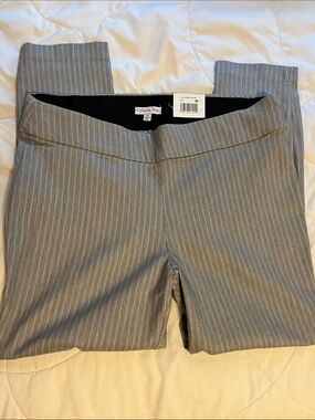 NWT Ophelia Roe Gray/white stripe pull-on pants 1x